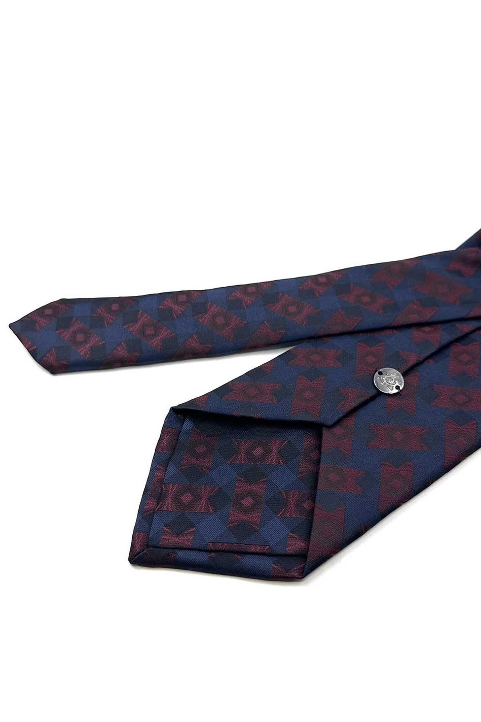Lacivert Bordo Motif Desen Mendilli Klasik Kravat KK13934