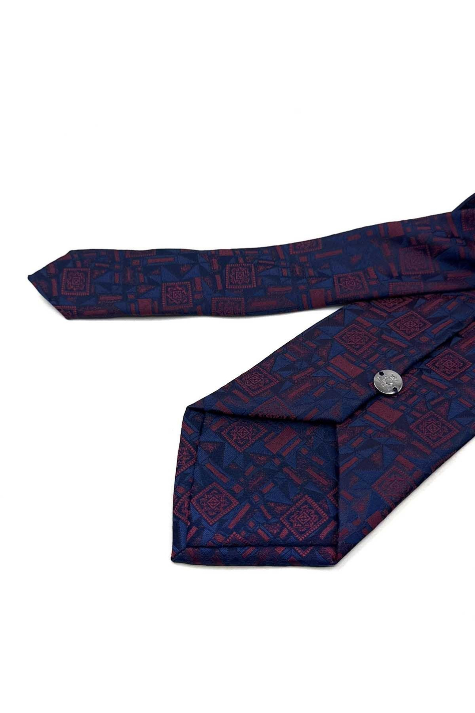Lacivert Bordo Motif Desen Mendilli Klasik Kravat KK14036