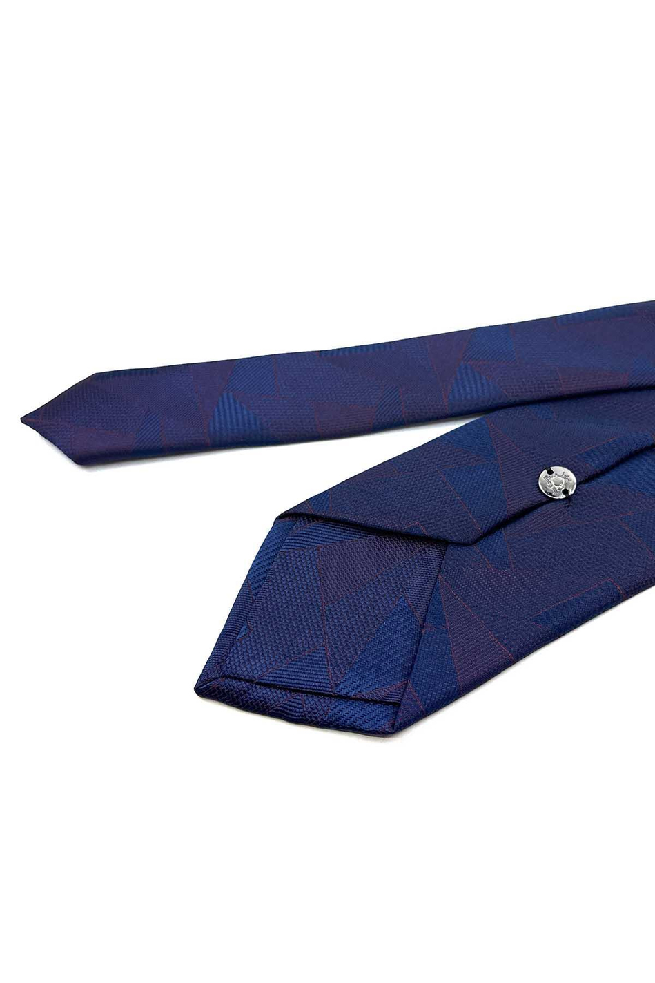 Lacivert - Bordo Motif Desen Mendilli Klasik Kravat KK12293