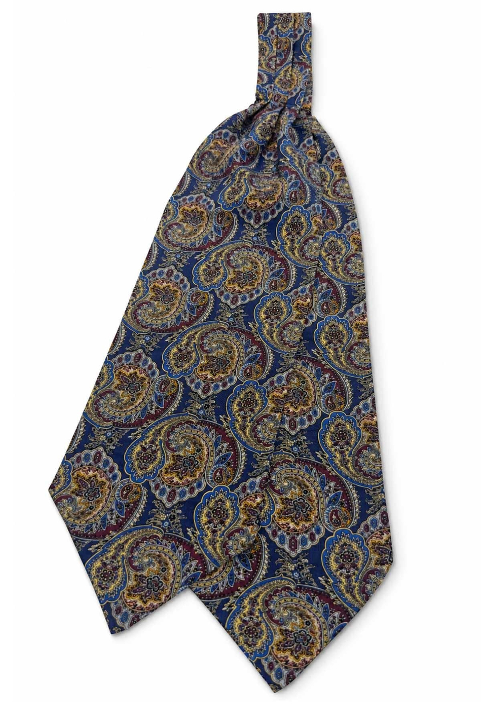Lacivert Bordo Şal Desen İtalyan Ascot Kravat SAC114