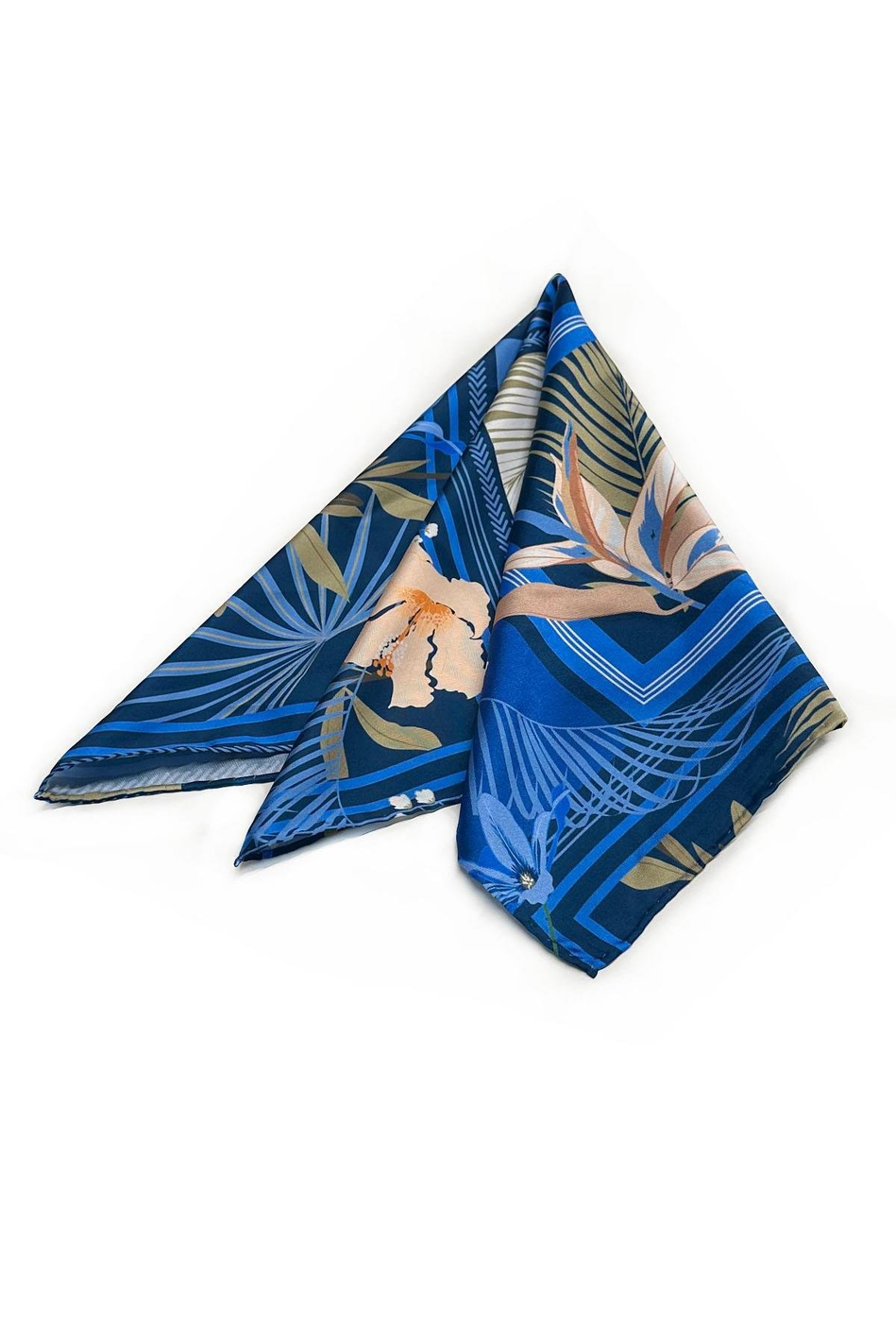 Lacivert Çiçek Desen Fular Bandana 55-55 cm KDNF19