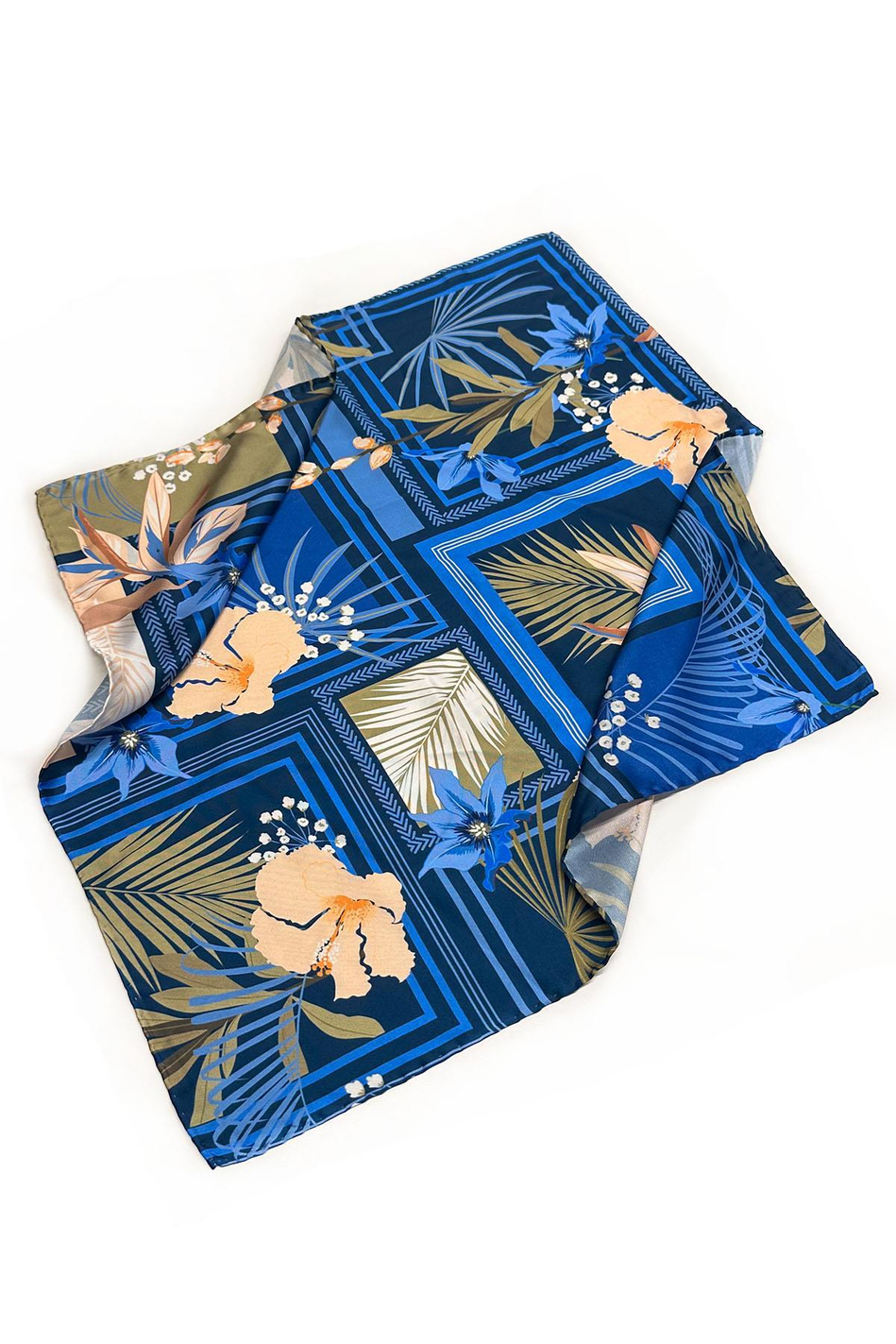 Lacivert Çiçek Desen Fular Bandana 55-55 cm KDNF19