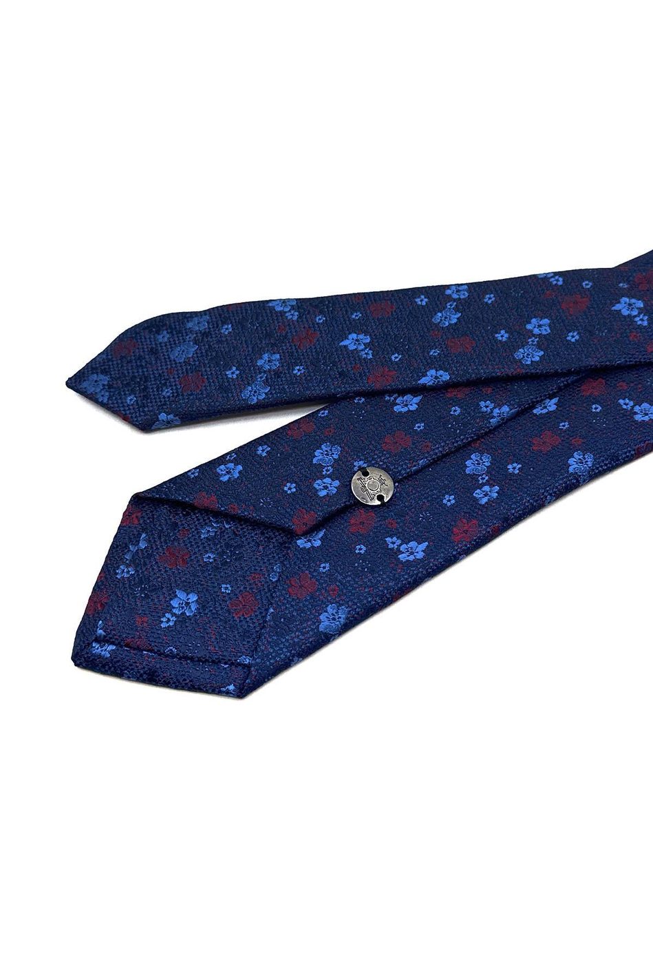 Lacivert Çiçek Desen İnce Kravat SK7943