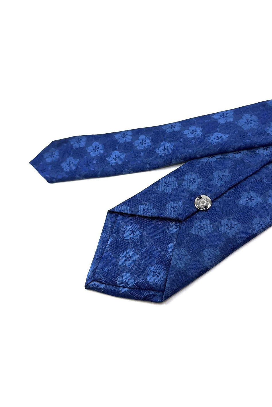 Lacivert Çiçek Desen Mendilli Klasik Kravat KK11308