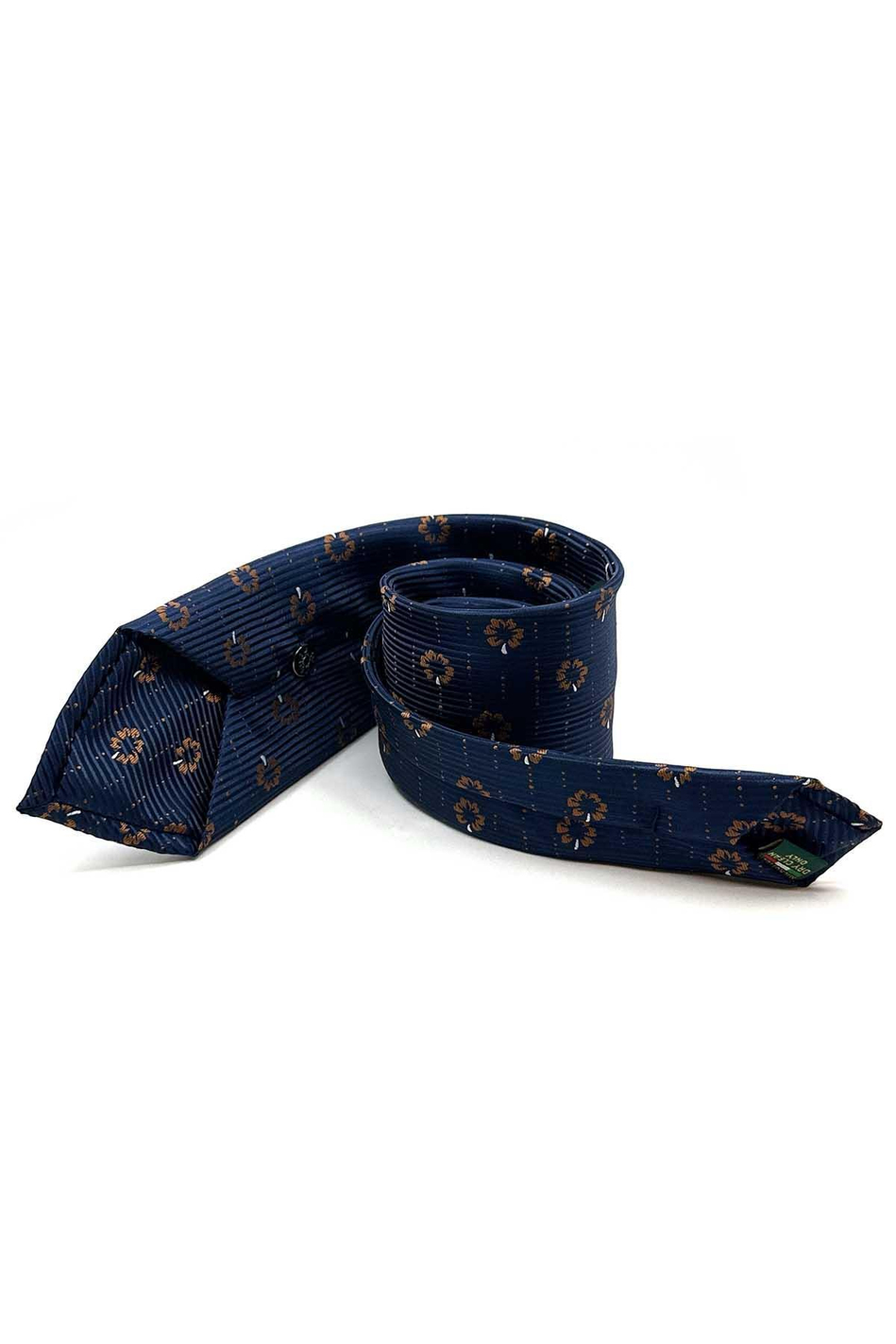 Lacivert Çiçek Desen Mendilli Klasik Kravat KK13022