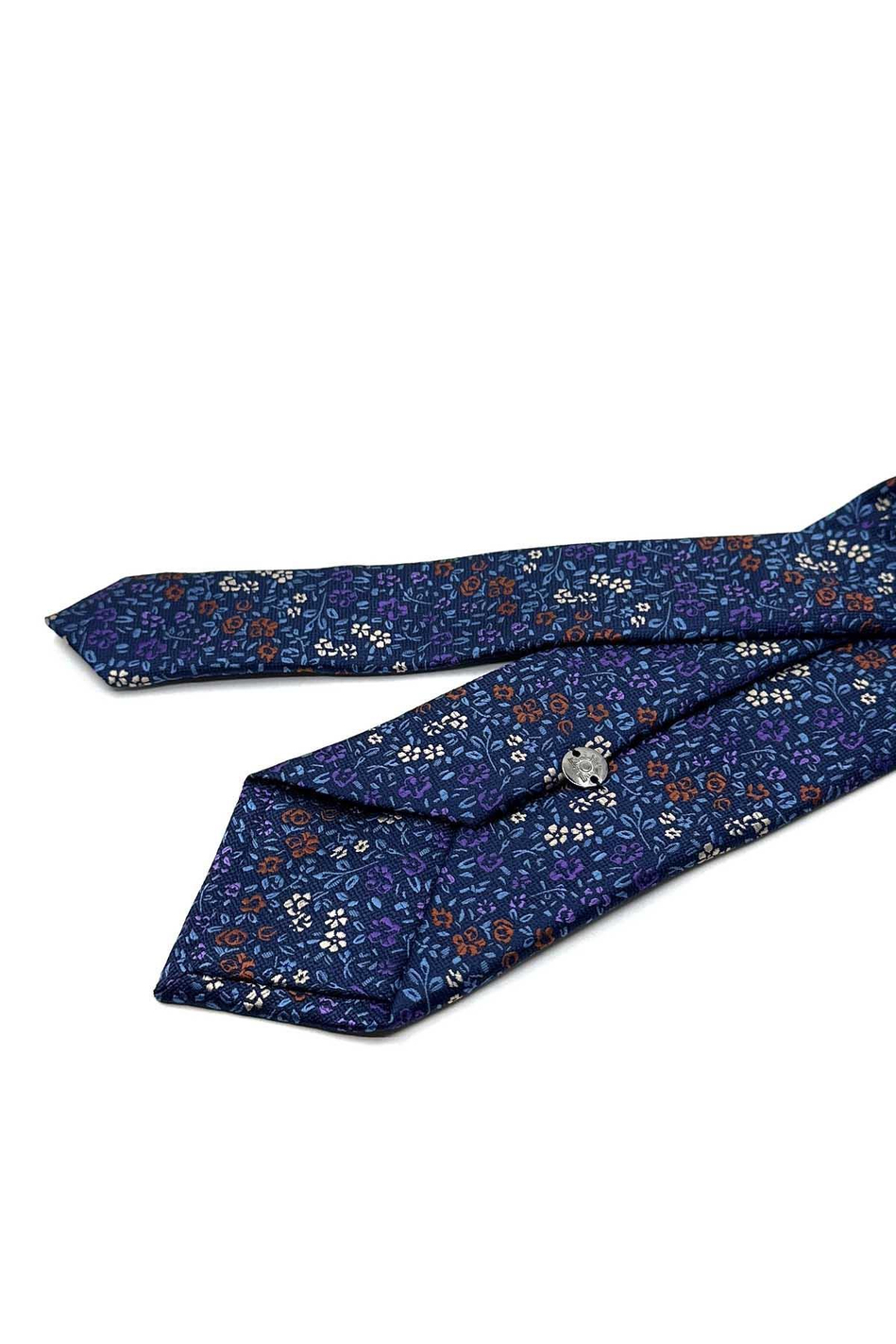 Lacivert Çiçek Desen Mendilli Klasik Kravat KK13158