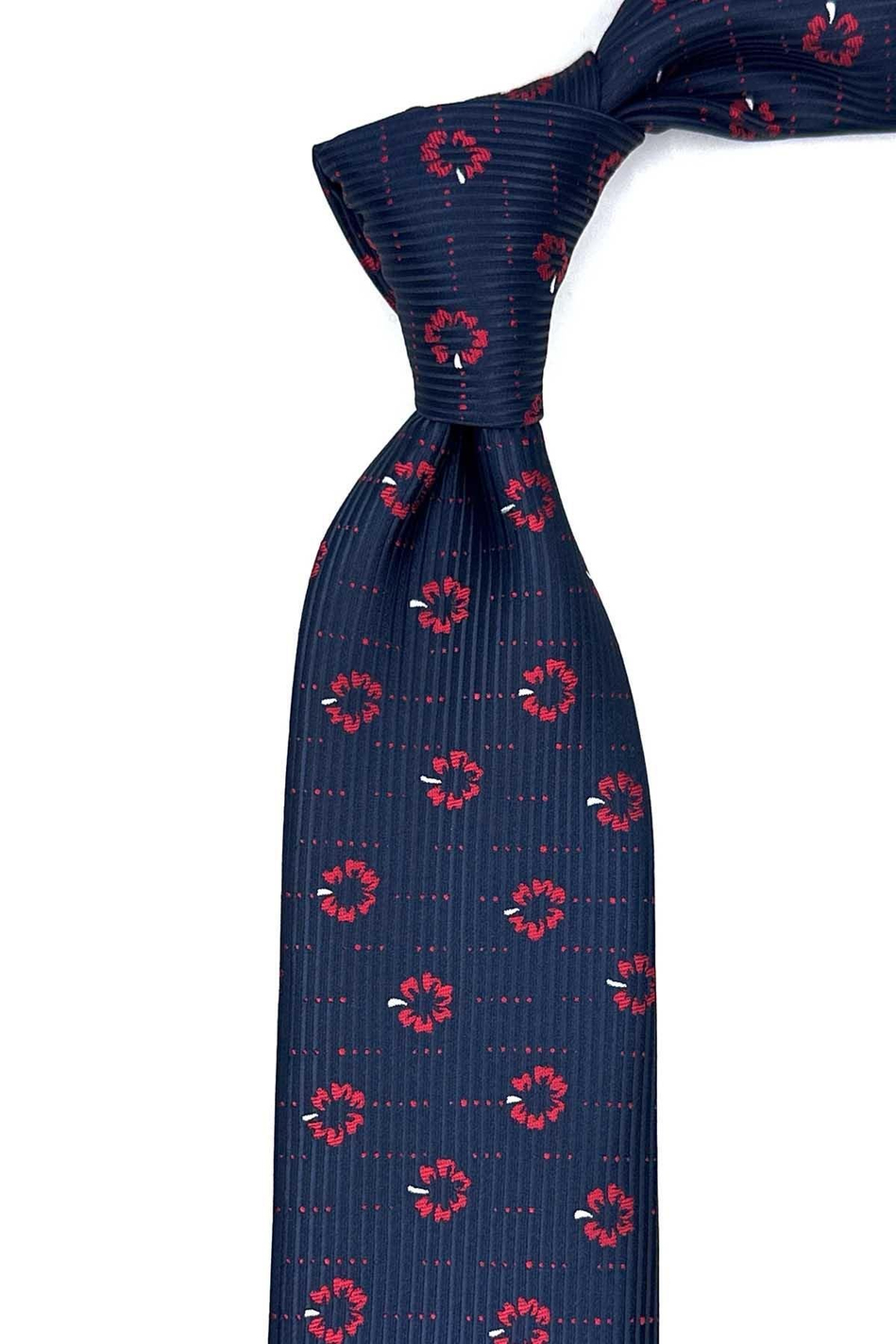 Lacivert Çiçek Desen Mendilli Klasik Kravat KK13020
