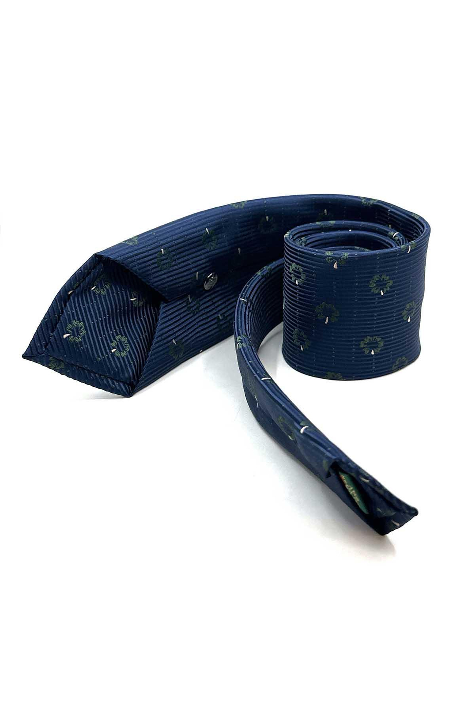 Lacivert Çiçek Desen Mendilli Klasik Kravat KK13024