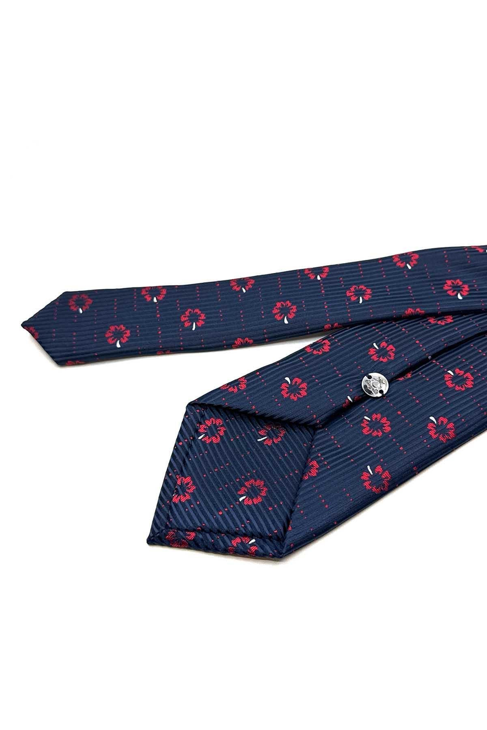 Lacivert Çiçek Desen Mendilli Klasik Kravat KK13020