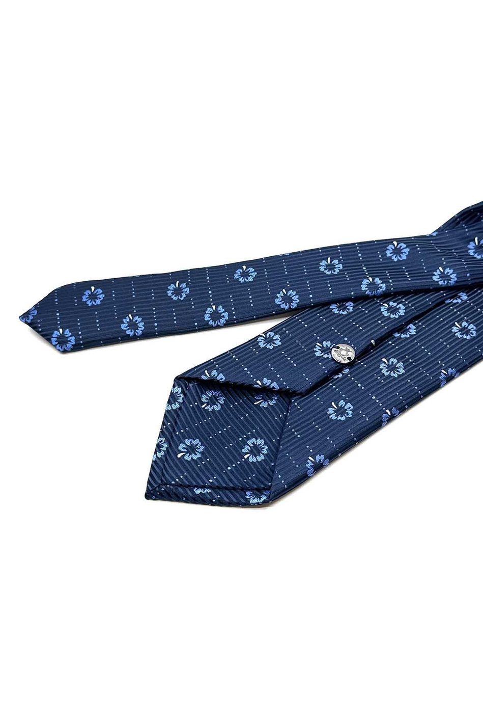 Lacivert Çiçek Desen Mendilli Klasik Kravat KK13018