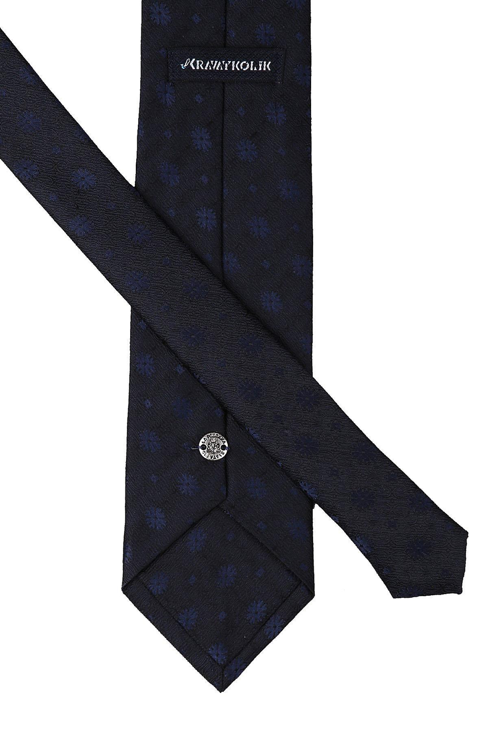 Lacivert Çiçek Desen Mendilli Klasik Kravat KK9487
