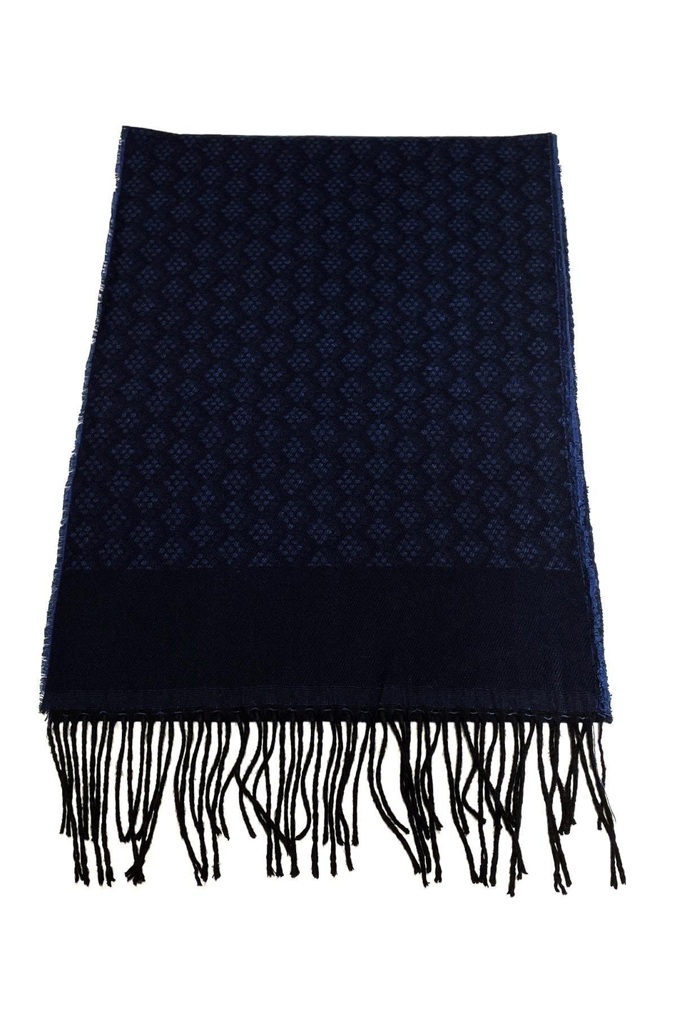 Lacivert Çift Taraflı Motif Desen Erkek Kaşkol K333