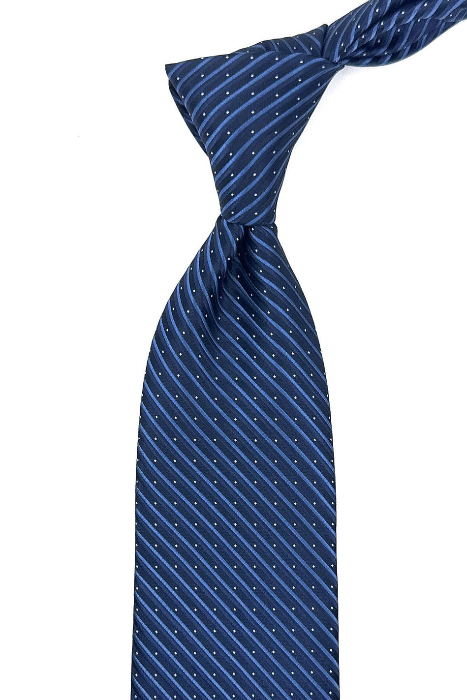 Lacivert Çizgi Desen Mendilli Klasik Kravat KK11902