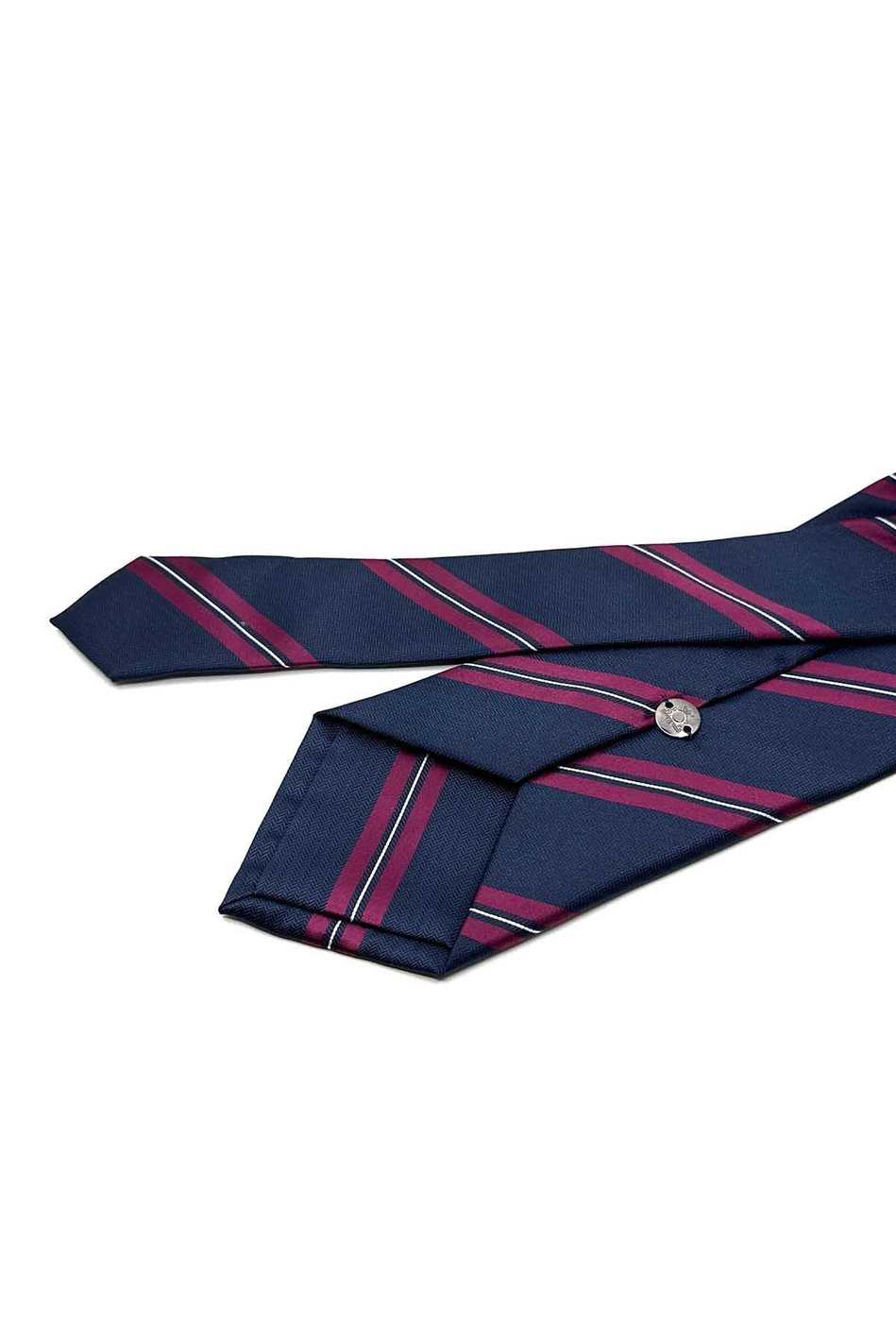 Lacivert Çizgi Desen Mendilli Klasik Kravat KK12823