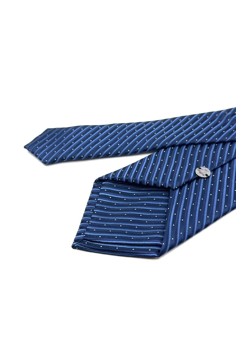 Lacivert Çizgi Desen Mendilli Klasik Kravat KK11902