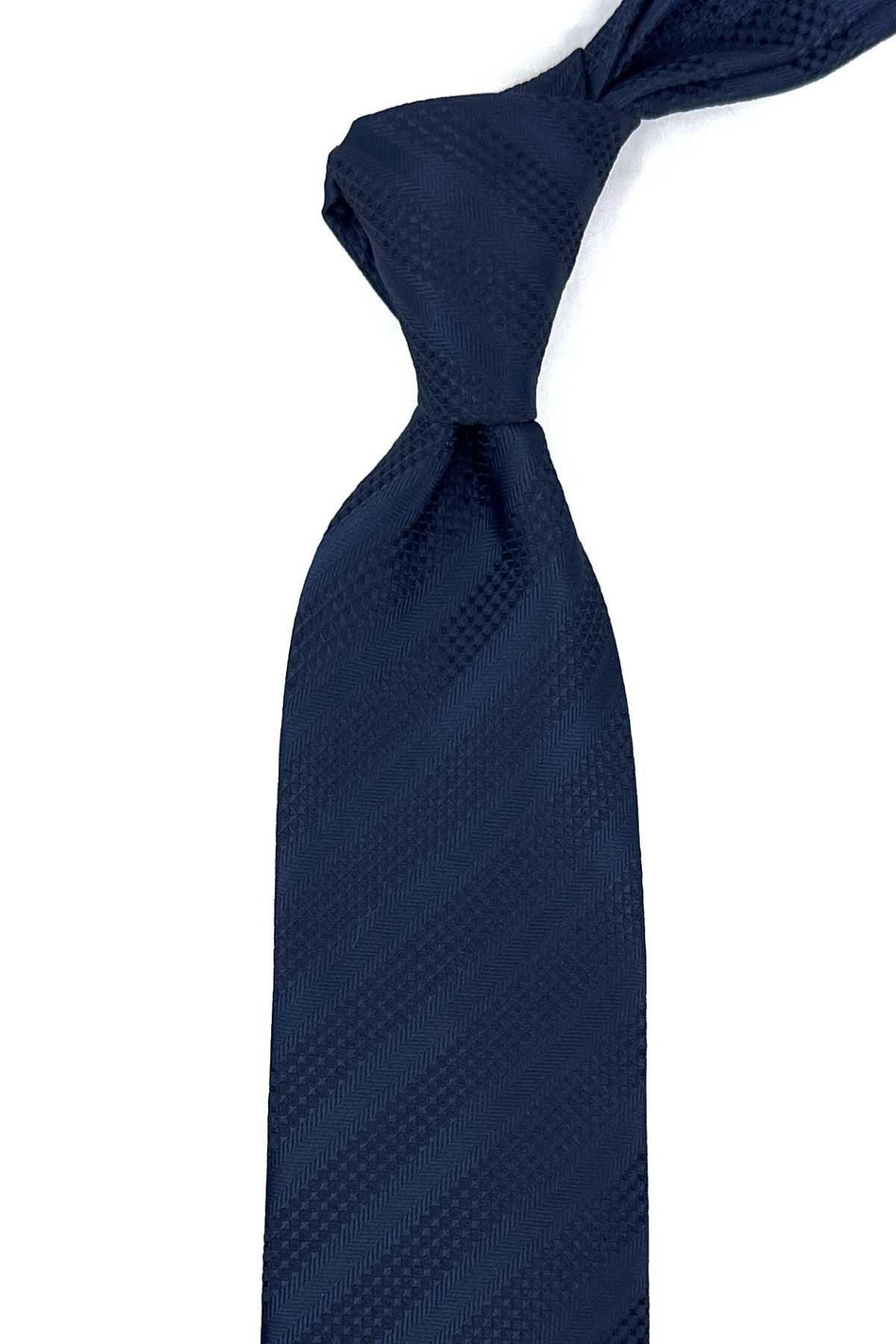 Lacivert Çizgi Desen Mendilli Klasik Kravat KK12318