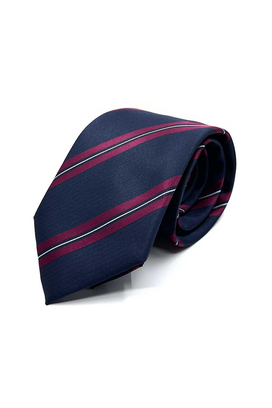 Lacivert Çizgi Desen Mendilli Klasik Kravat KK12823