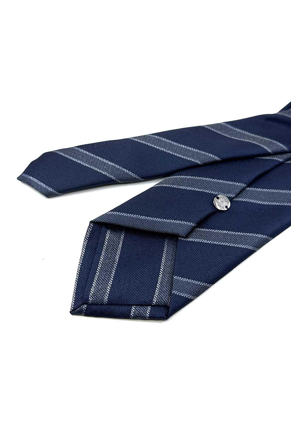 Lacivert Çizgi Desen Mendilli Klasik Kravat KK12670