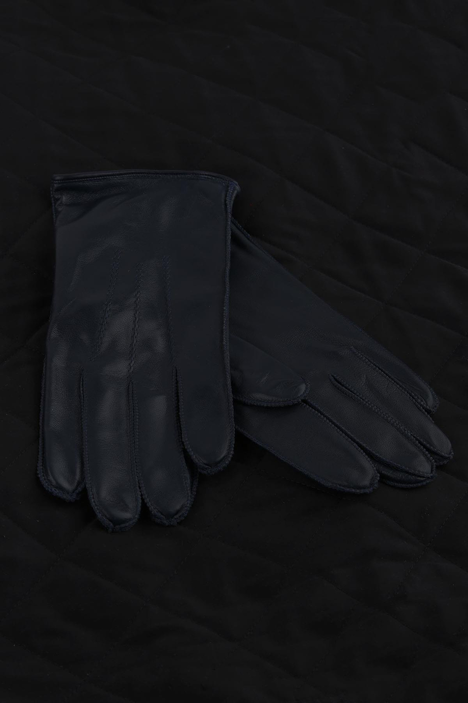 Lacivert Düz Hakiki Deri Erkek Eldiven EL37