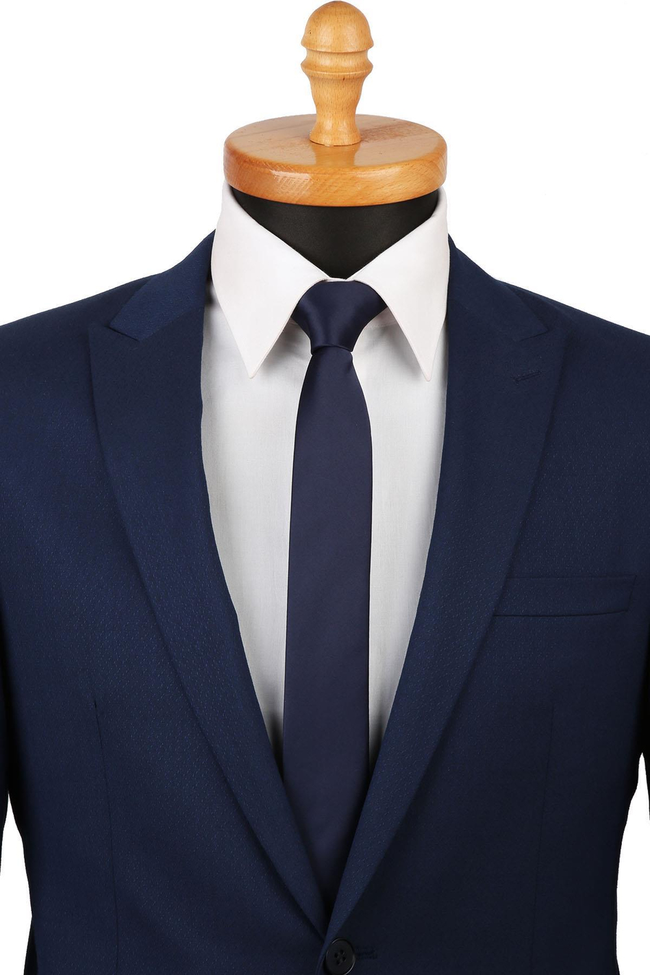 Lacivert Düz Mat Saten Çok İnce Kravat UST30