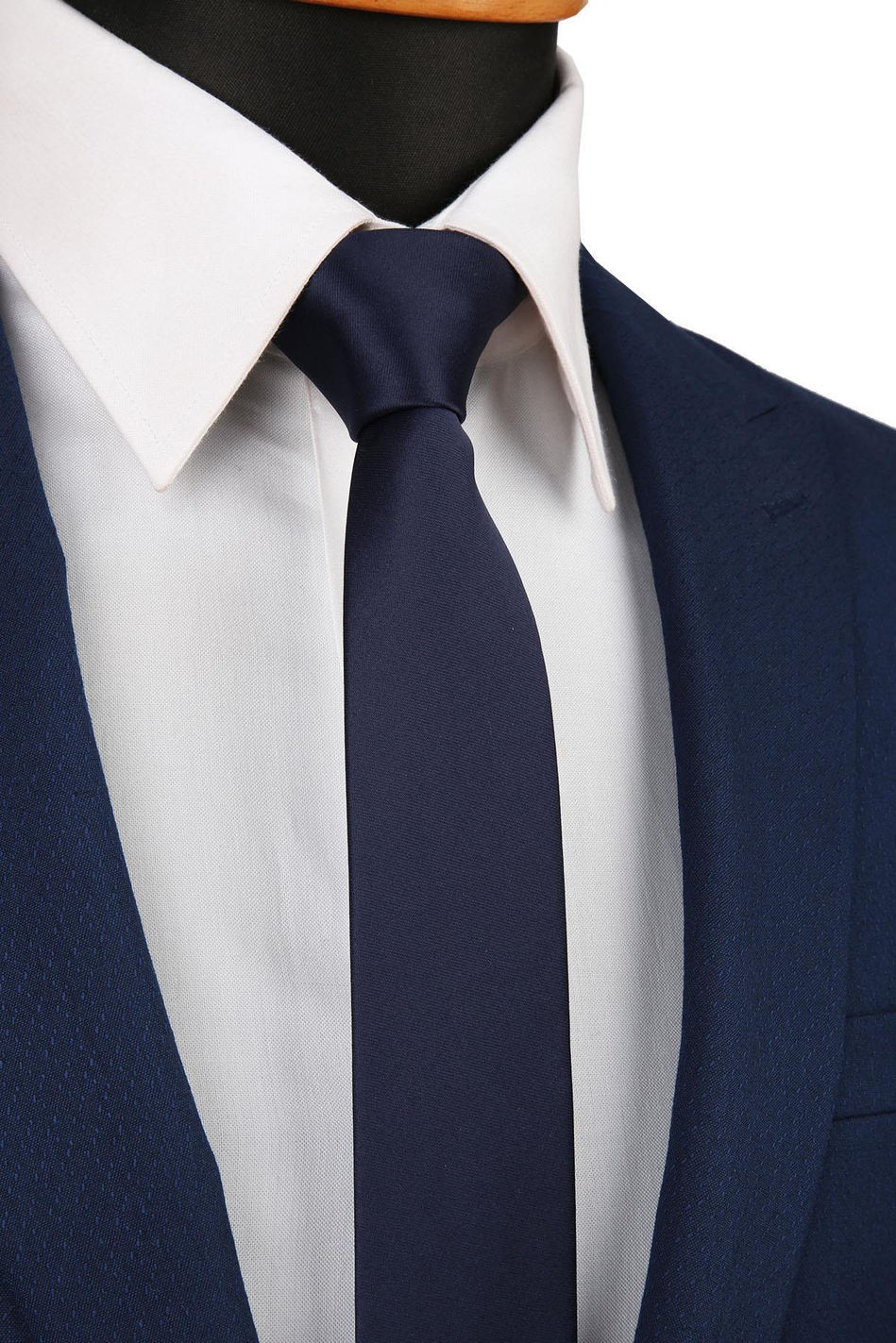 Lacivert Düz Mat Saten Çok İnce Kravat UST30