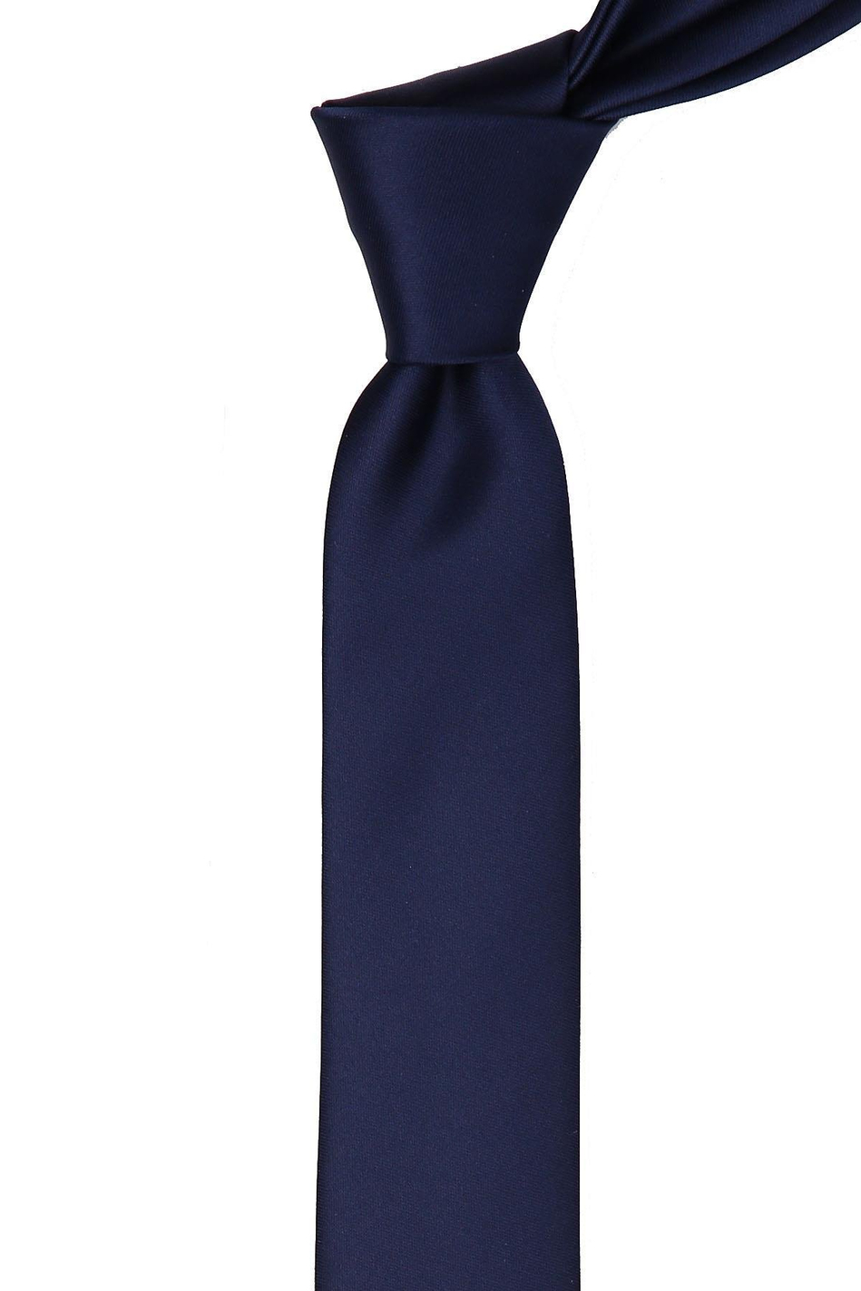 Lacivert Düz Mat Saten Çok İnce Kravat UST30
