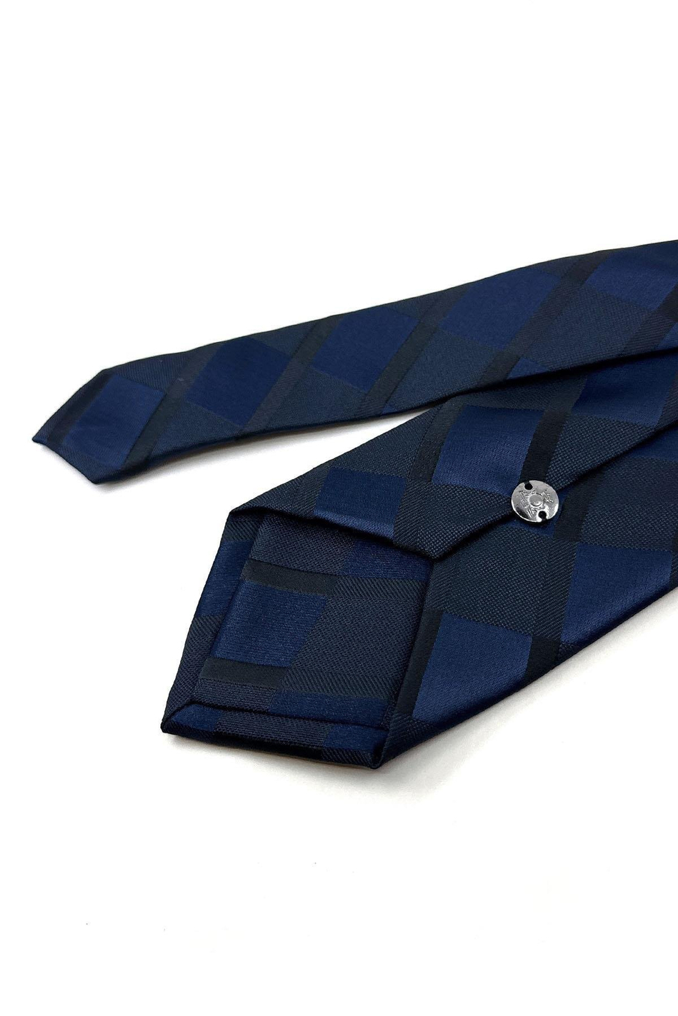 Lacivert Ekose Desen Mendilli Klasik Kravat KK11167