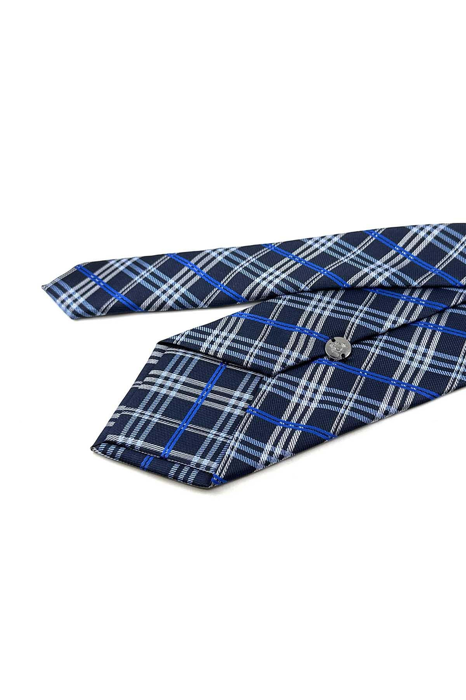 Lacivert Ekose Desen Mendilli Klasik Kravat KK13201