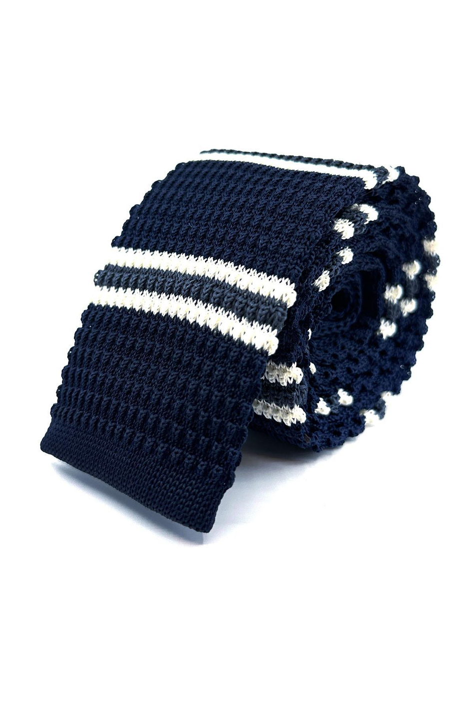 Lacivert - Füme Çizgili Örgü Kravat ÖR8379