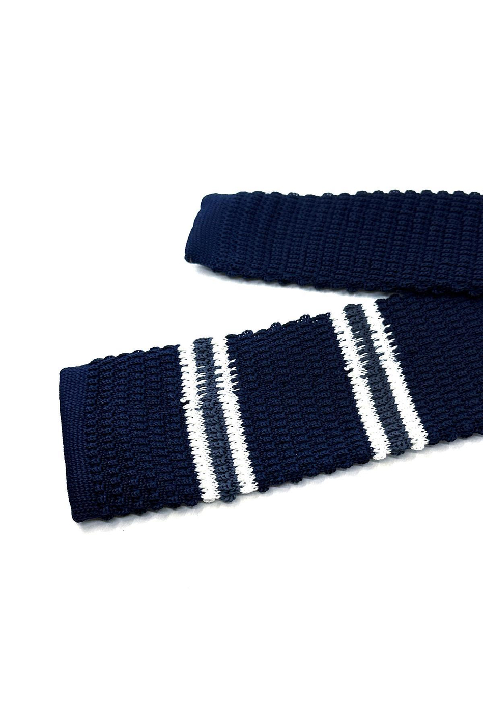 Lacivert - Füme Çizgili Örgü Kravat ÖR8379