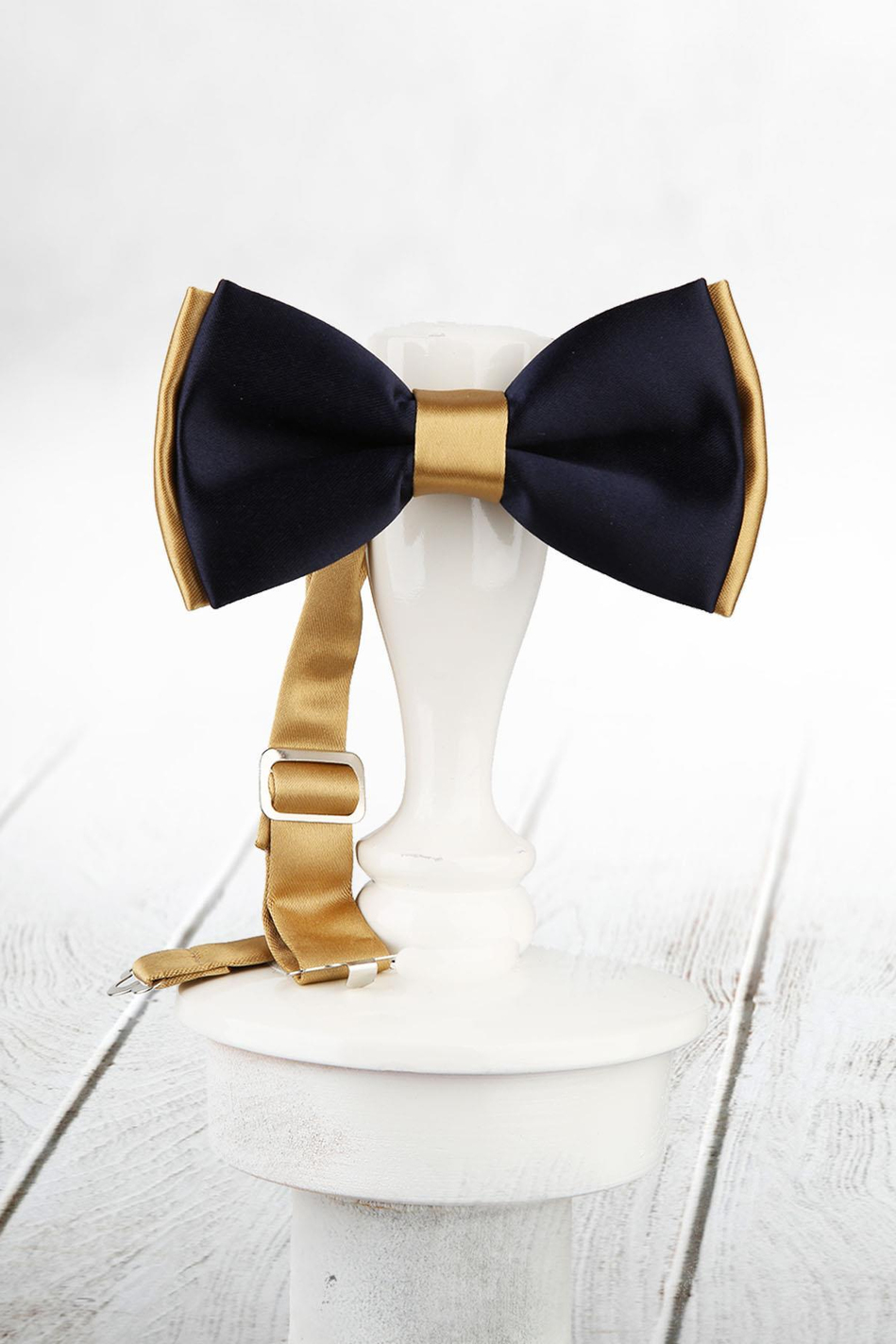 Lacivert - Gold Renk Saten Papyon SP45