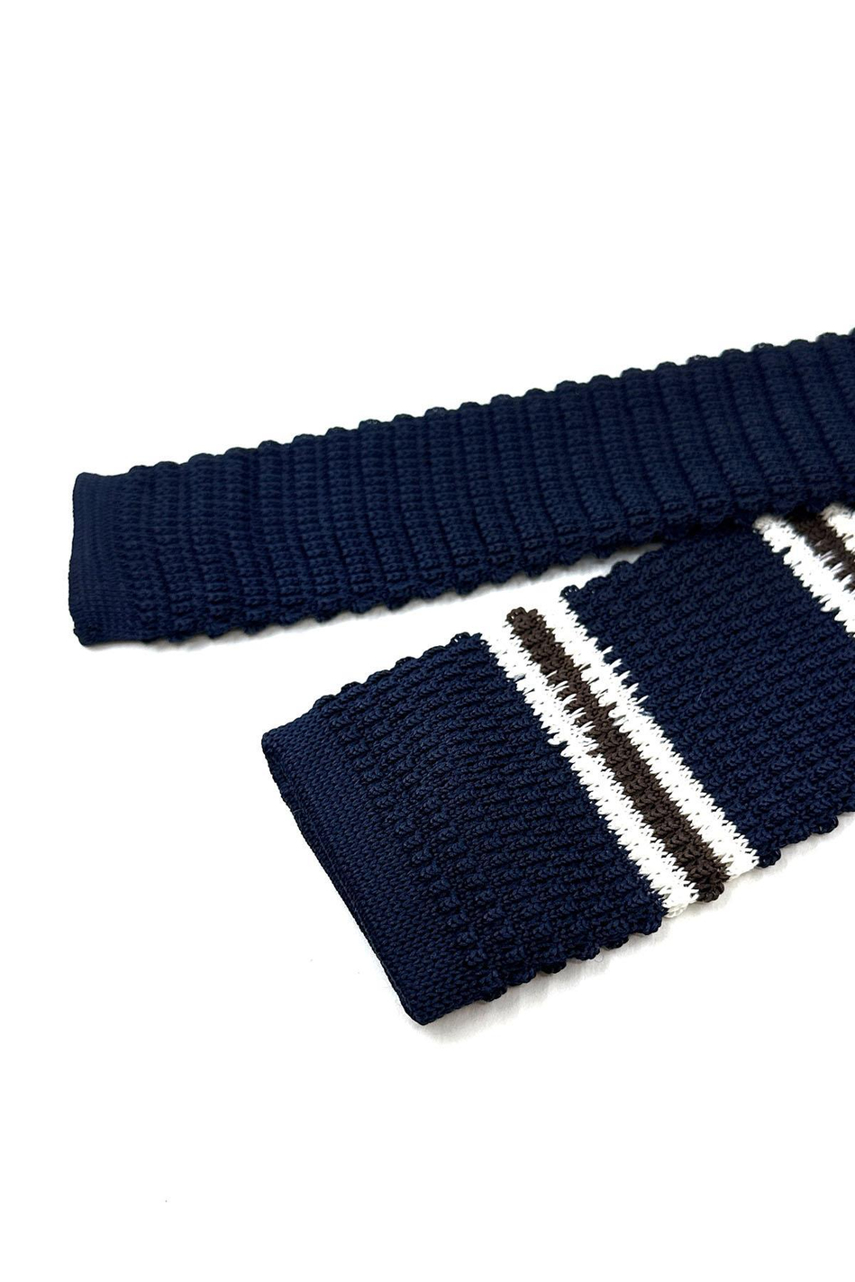 Lacivert - Kahve Çizgili Örgü Kravat ÖR8370