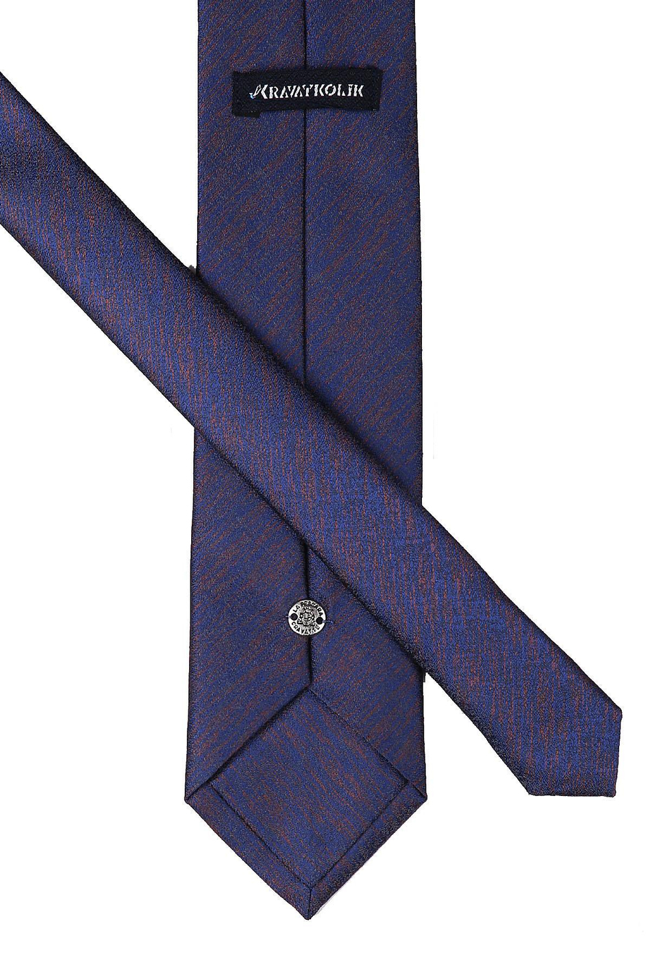 Lacivert - Kahve Kum Desen Mendilli Klasik Kravat KK9444
