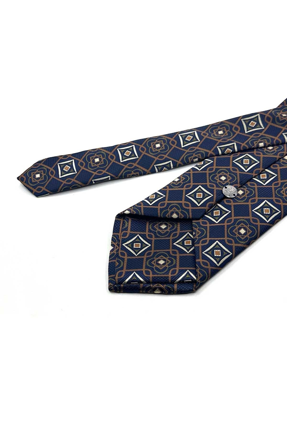 Lacivert Kahve Motif Desen Mendilli Klasik Kravat KK13766