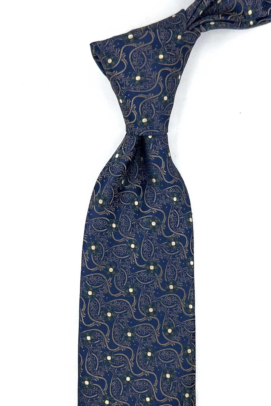 Lacivert Kahve Motif Desen Mendilli Klasik Kravat KK13886