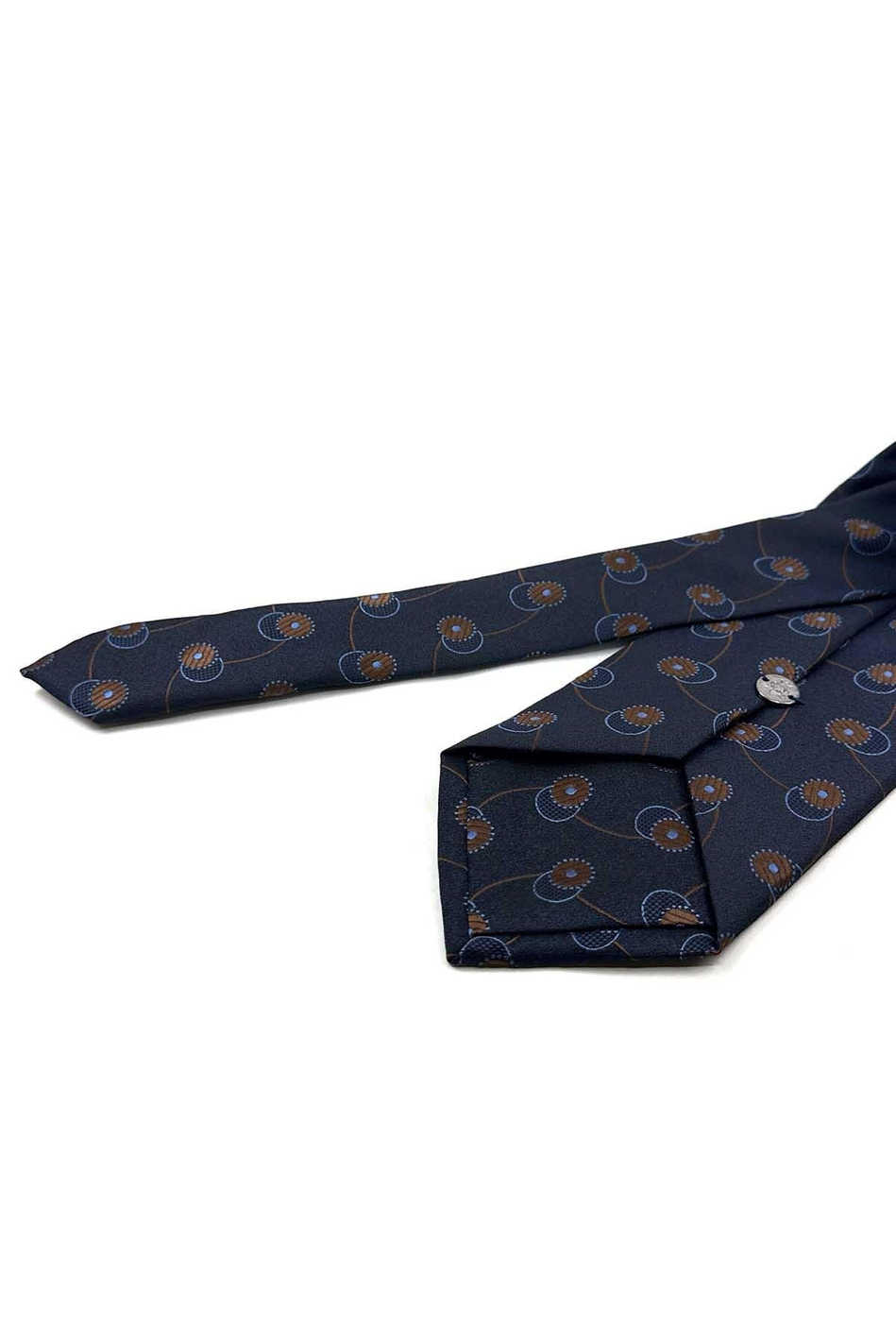Lacivert Kahve Motif Desen Mendilli Klasik Kravat KK13977