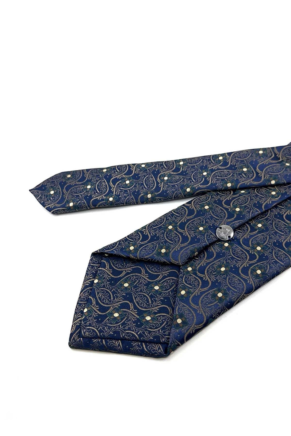 Lacivert Kahve Motif Desen Mendilli Klasik Kravat KK13886