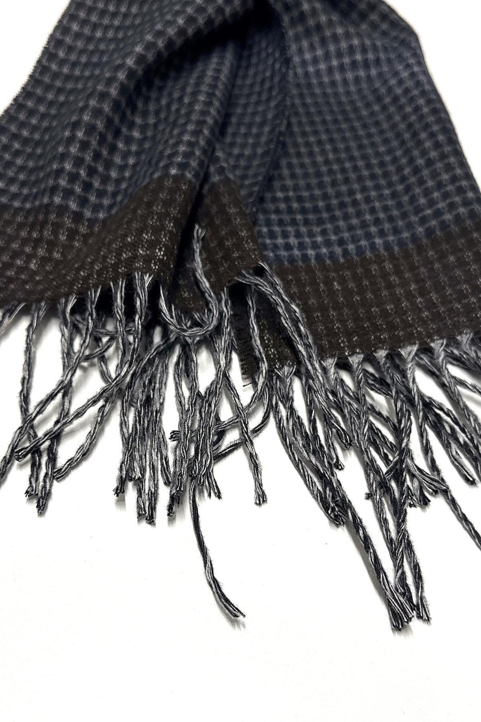 Lacivert - Kahve Nokta Desen Erkek Kaşkol K408