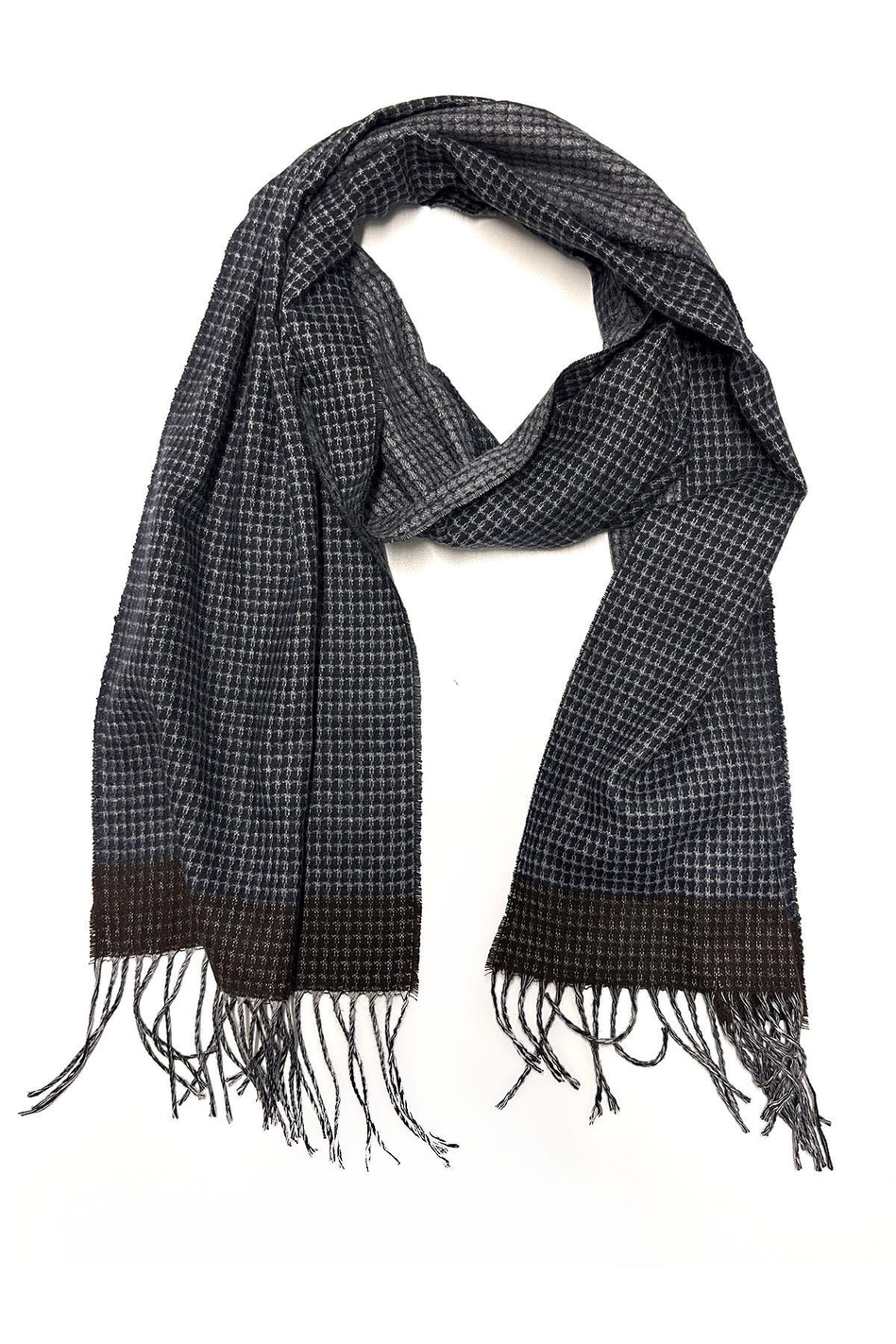 Lacivert - Kahve Nokta Desen Erkek Kaşkol K408