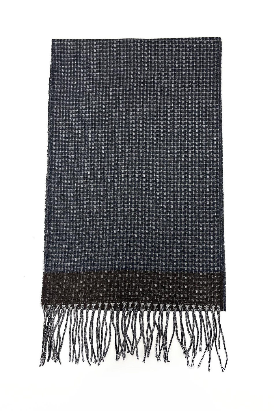 Lacivert - Kahve Nokta Desen Erkek Kaşkol K408