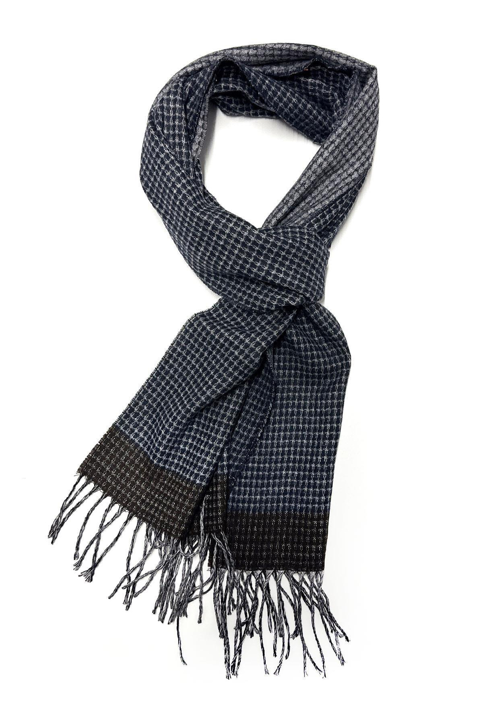 Lacivert - Kahve Nokta Desen Erkek Kaşkol K408