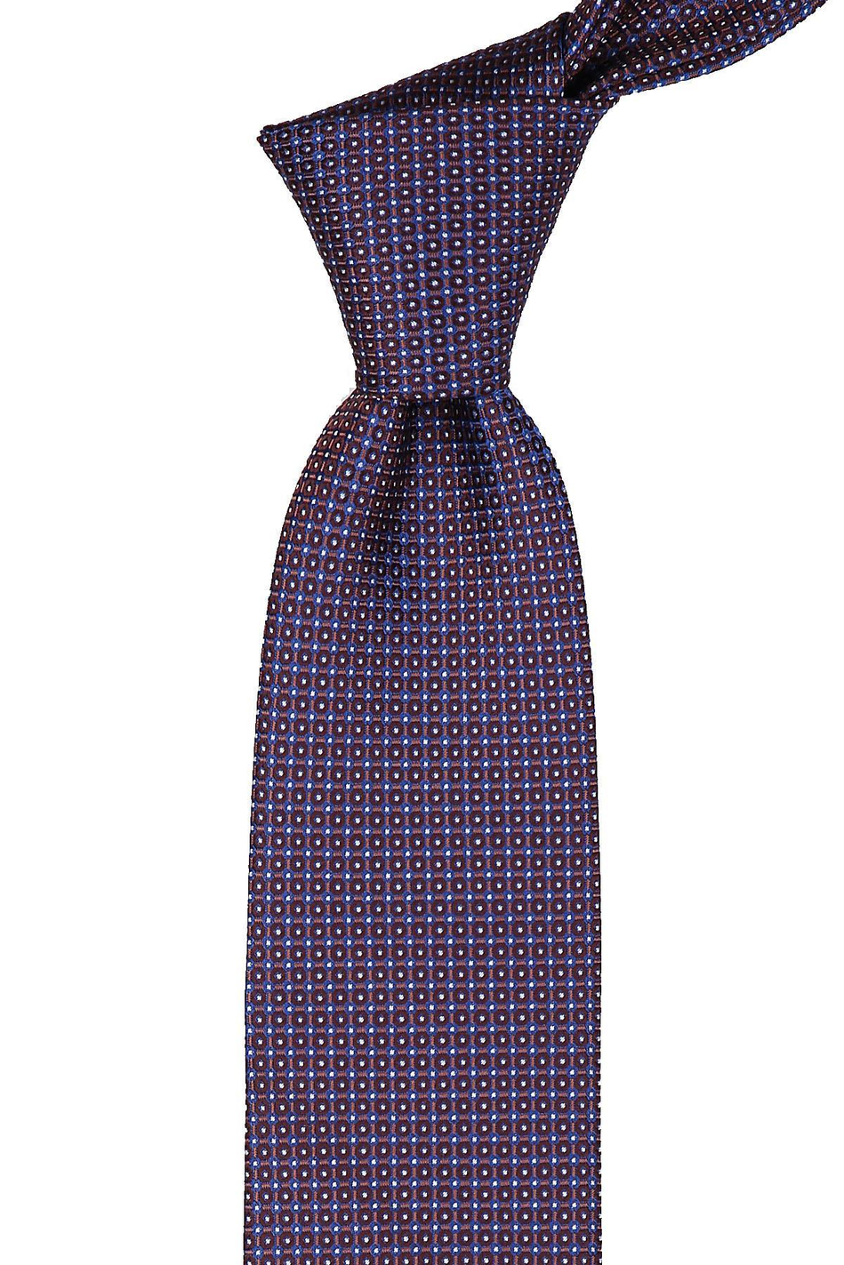 Lacivert - Kahve Nokta Desen Mendilli Klasik Kravat KK9380