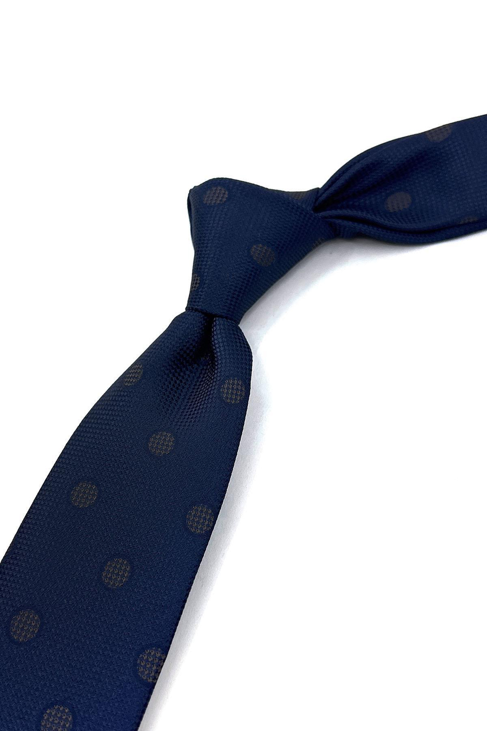 Lacivert Kahve Puantiye Desen İnce Kravat SK7745