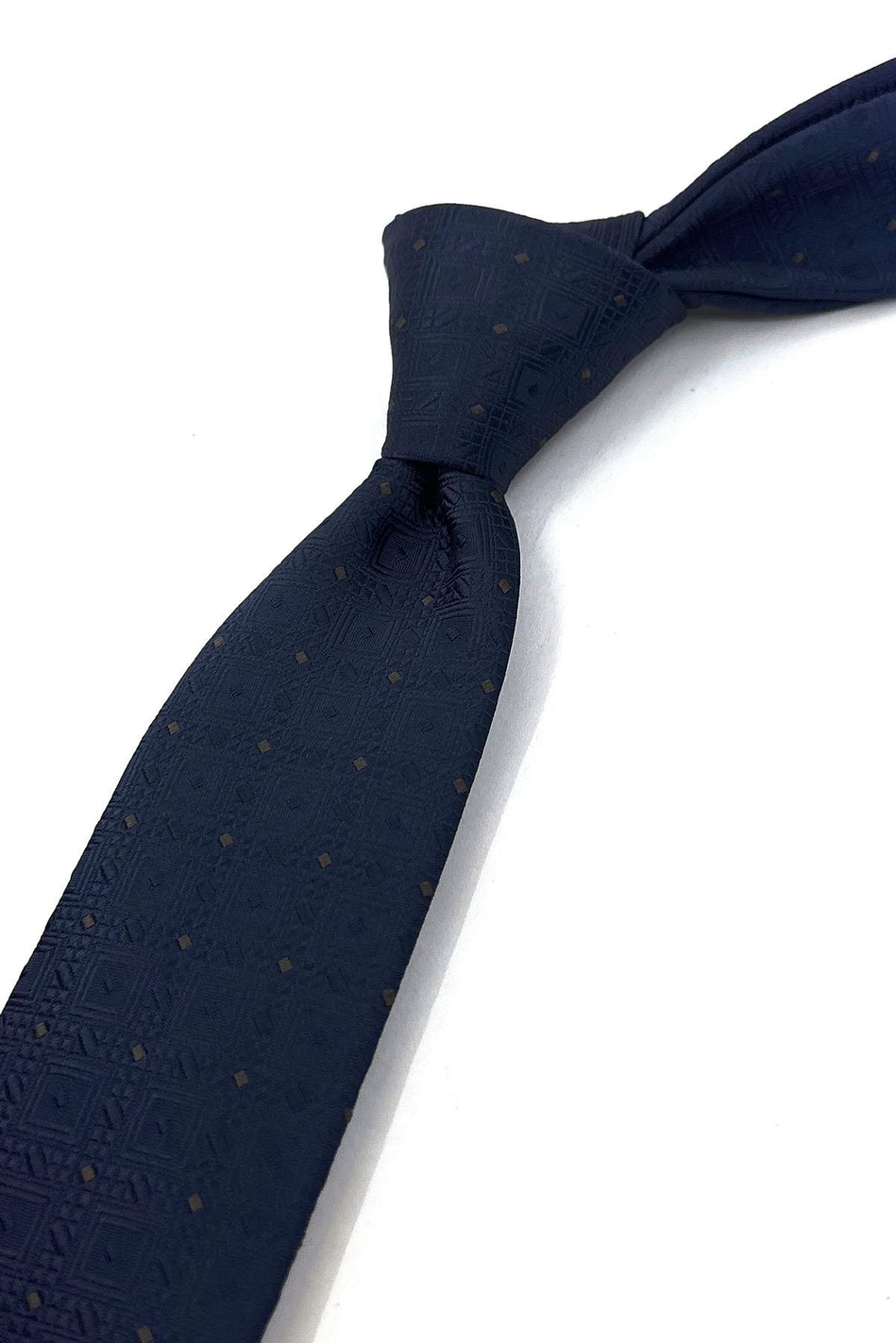 Lacivert Kare Desen İnce Kravat SK7738