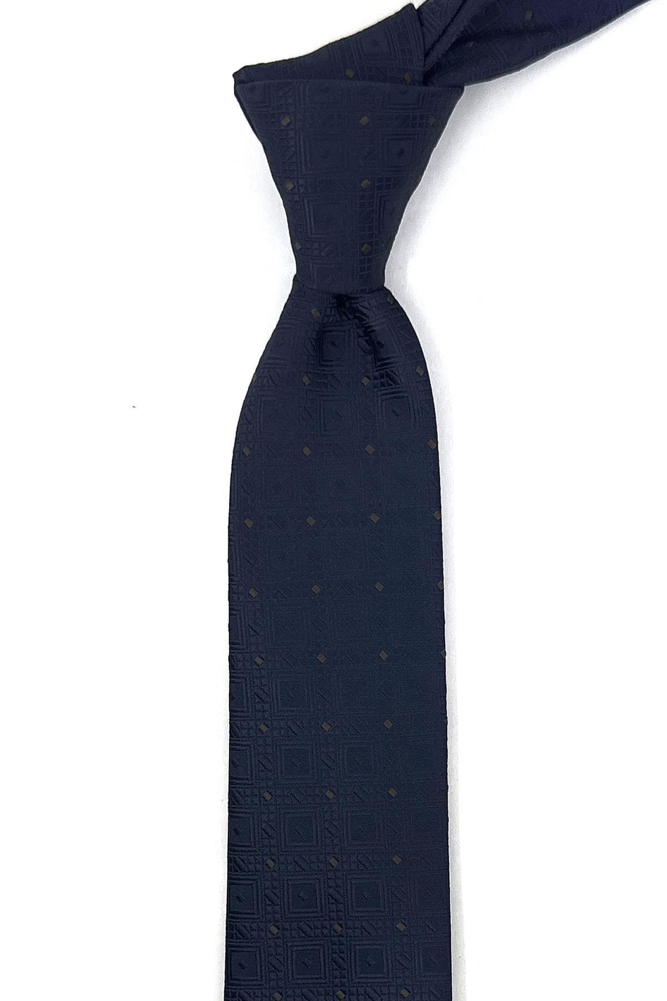 Lacivert Kare Desen İnce Kravat SK7738