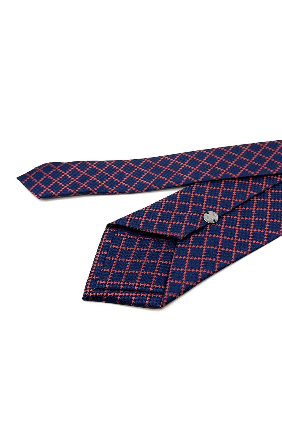 Lacivert Kare Desen Mendilli Klasik Kravat KK12304
