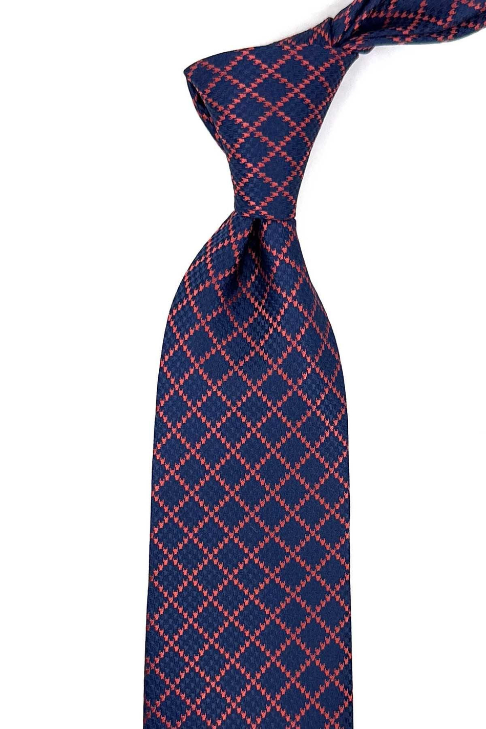 Lacivert Kare Desen Mendilli Klasik Kravat KK12304