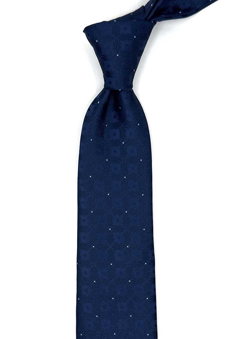Lacivert Kare Desen Slim Kravat SK7954