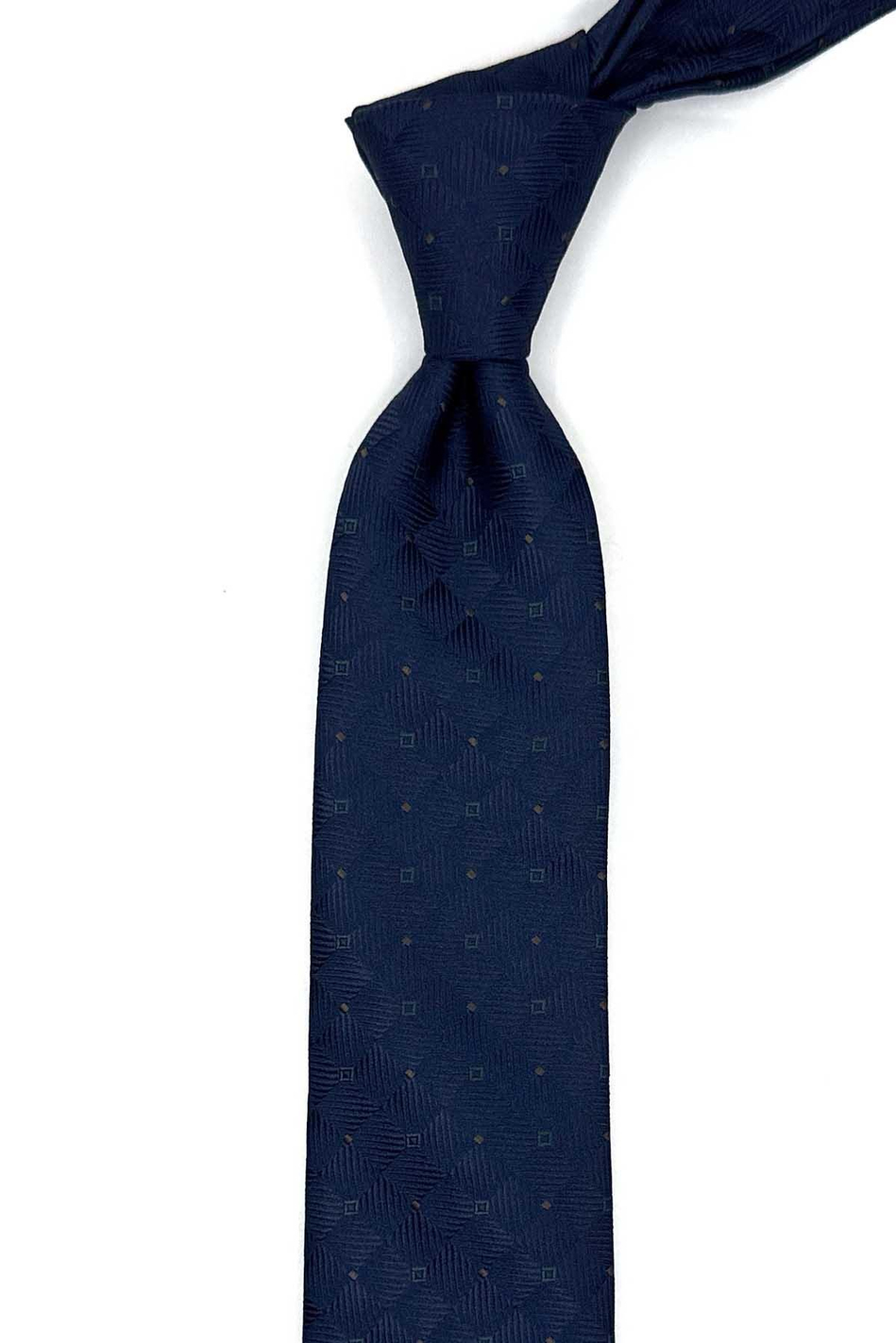 Lacivert Kare Desen Slim Kravat SK7992