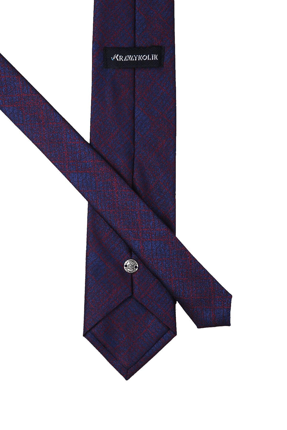 Lacivert Kendinden Desen Mendilli Klasik Kravat KK10234